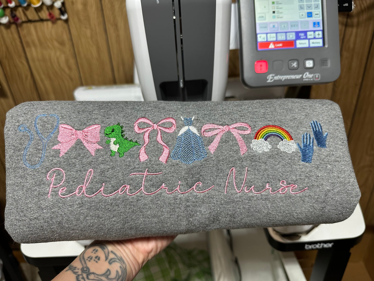 Pediatric nurse and bows