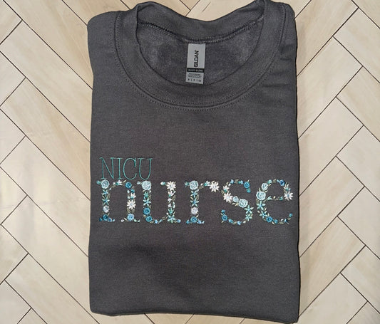 Custom Embroidered Floral Nurse