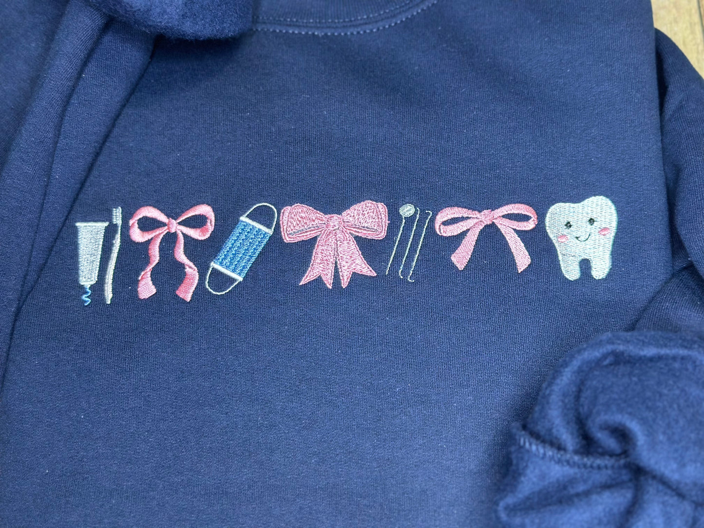 Dental & bows embroidered tee or sweatshirt