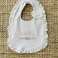 Heirloom bow name ruffle bib