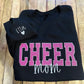 Cheer mom appliqué sweatshirt with side bows
