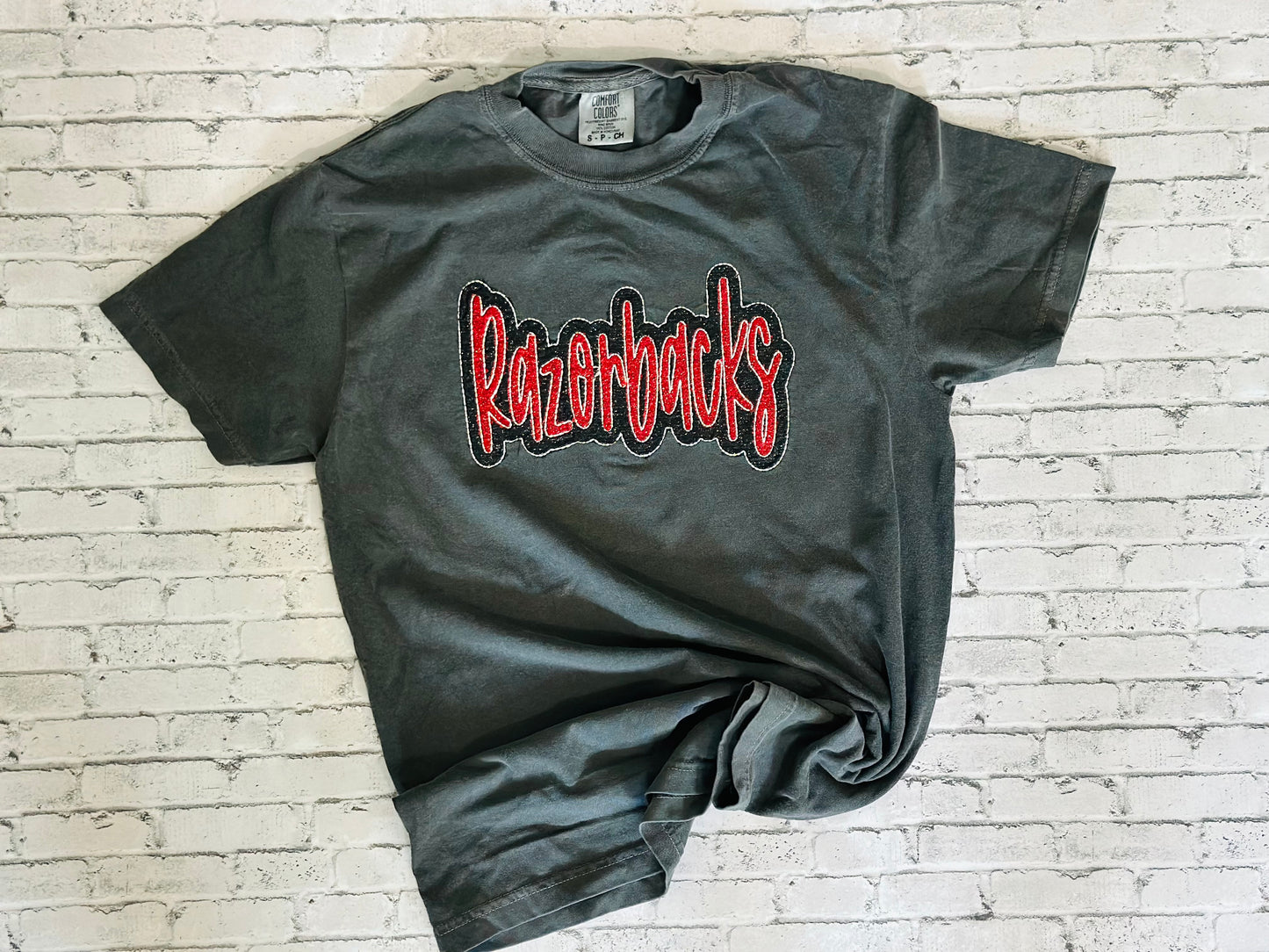 Glitter double applique razorback tee