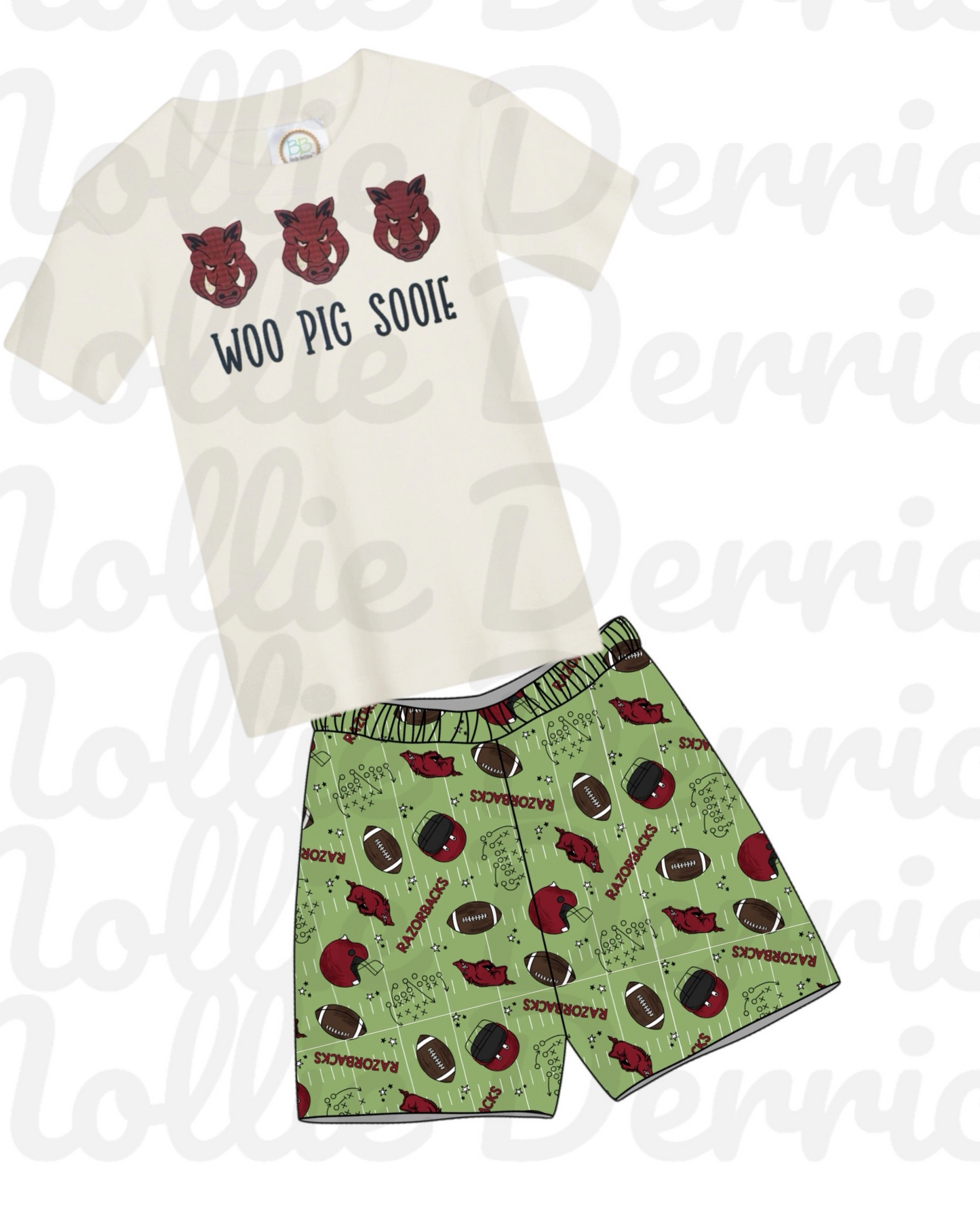 Embroidered Hog tee and short set