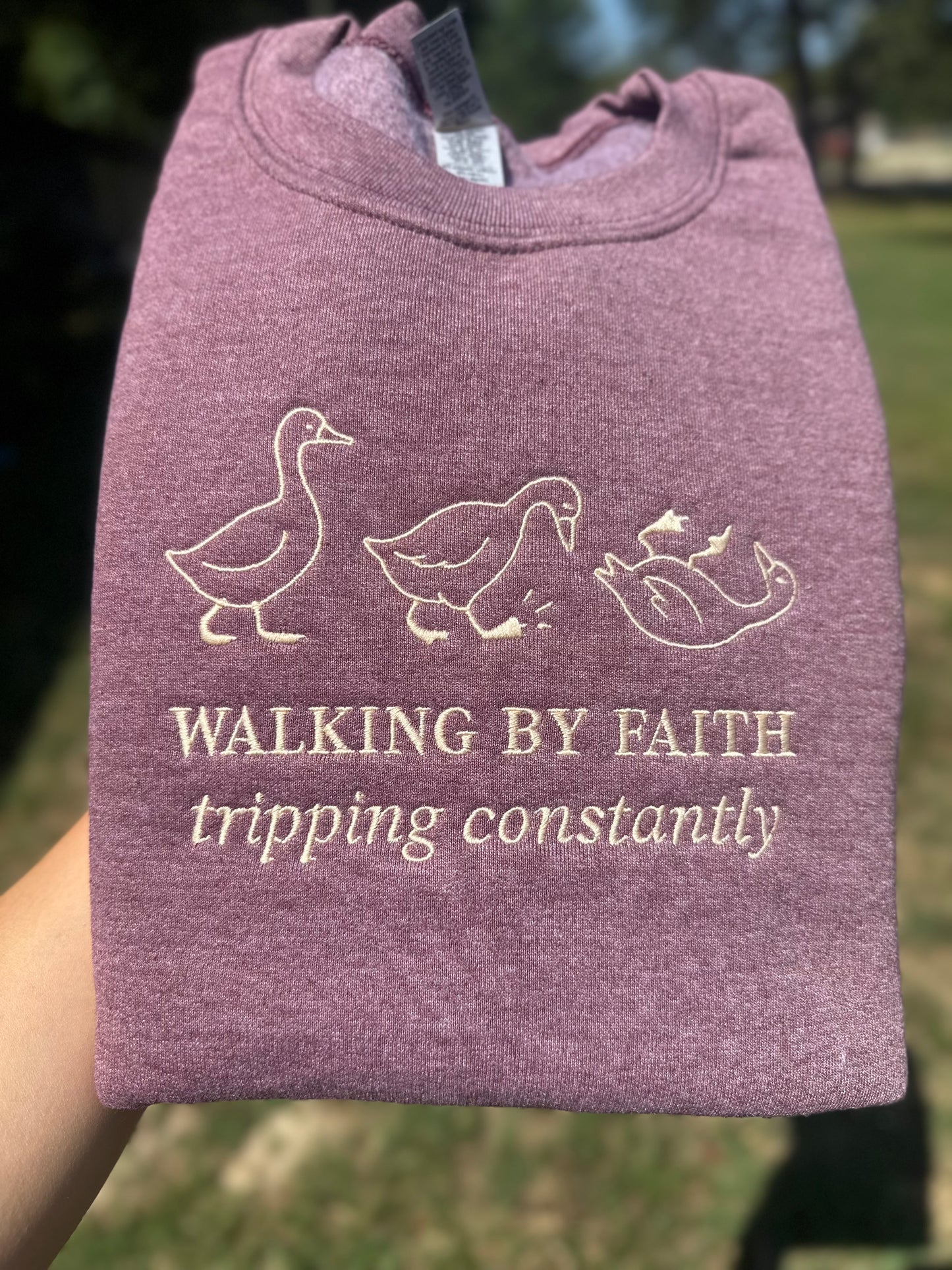 Walking by faith goose tee or sweatshirt
