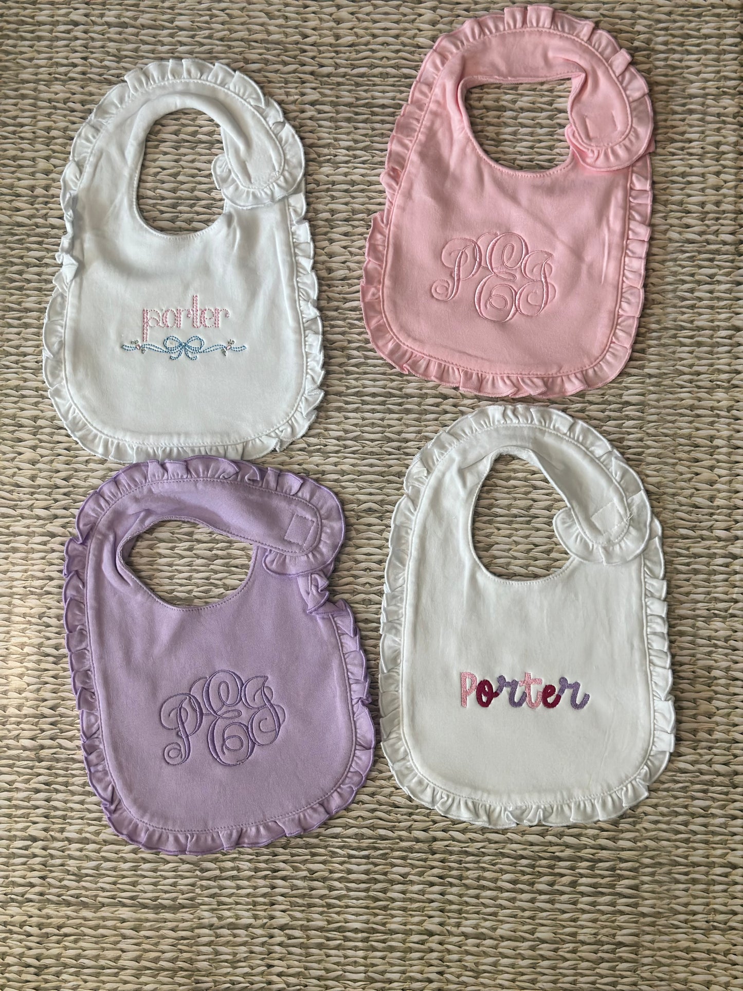 Monogrammed Ruffle Bib