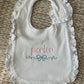 Heirloom bow name ruffle bib