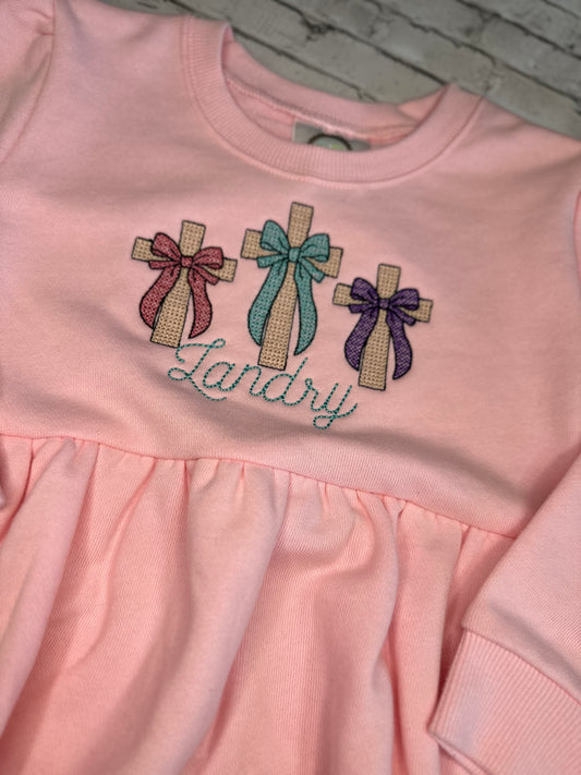 Cross with bow trio dresses