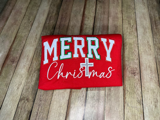 Merry Christmas applique glitter tee & sweatshirt