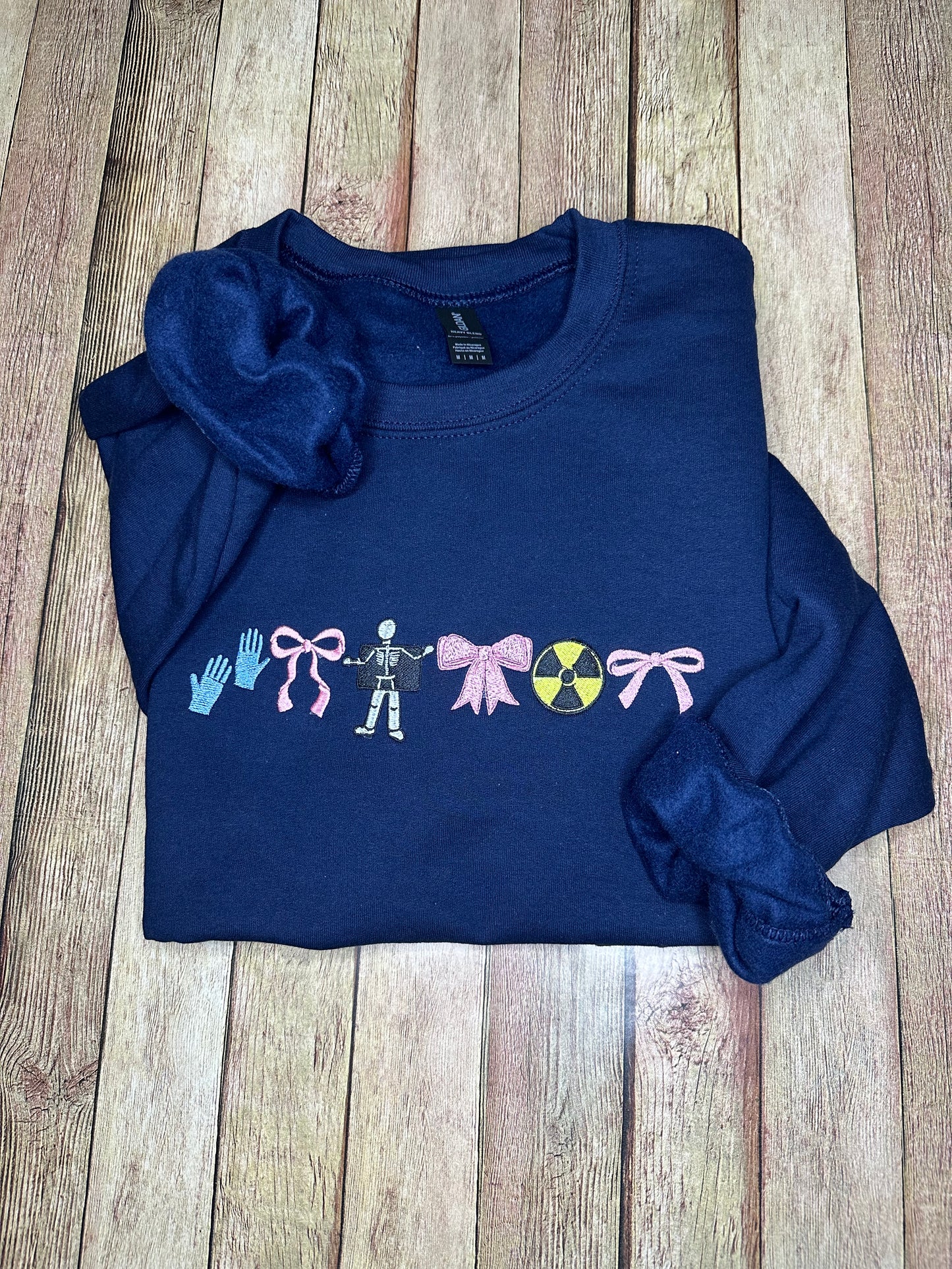 Radiology & bows embroidered tee or sweatshirt