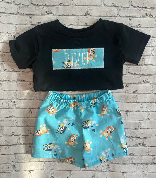 Blue Dog shirt and short set