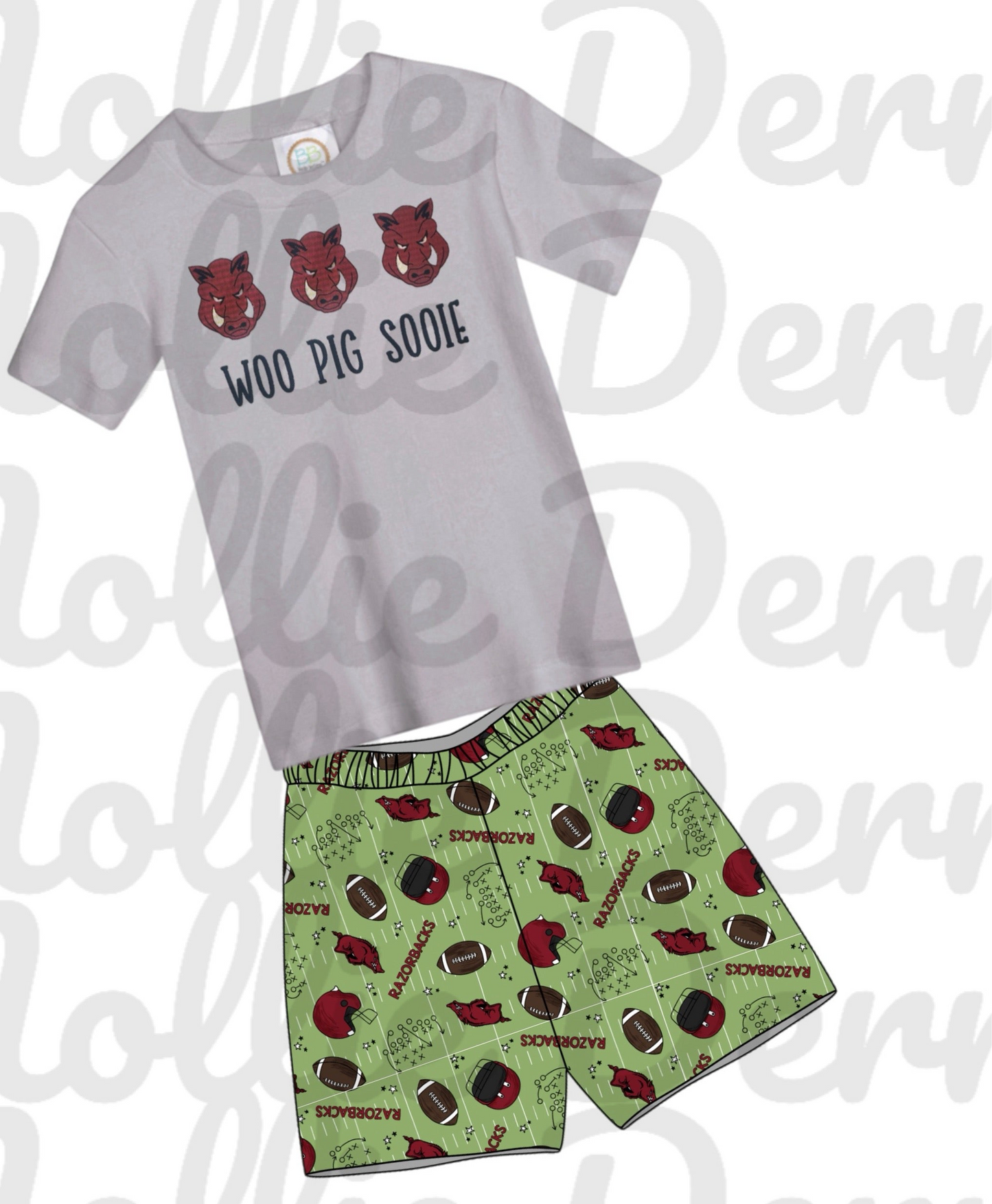 Embroidered Hog tee and short set