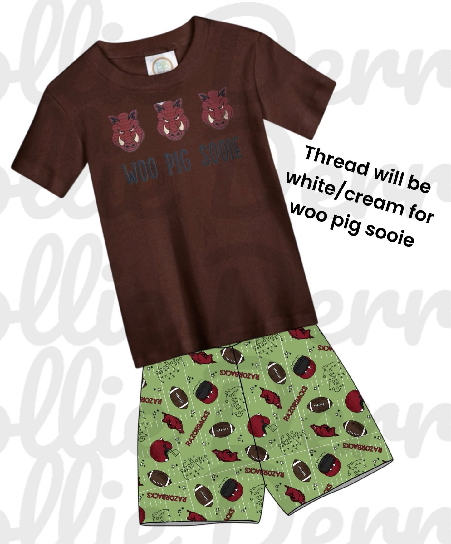 Embroidered Hog tee and short set