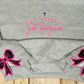 Forgiven tee & sweatshirt with side bow applique