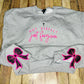 Forgiven tee & sweatshirt with side bow applique