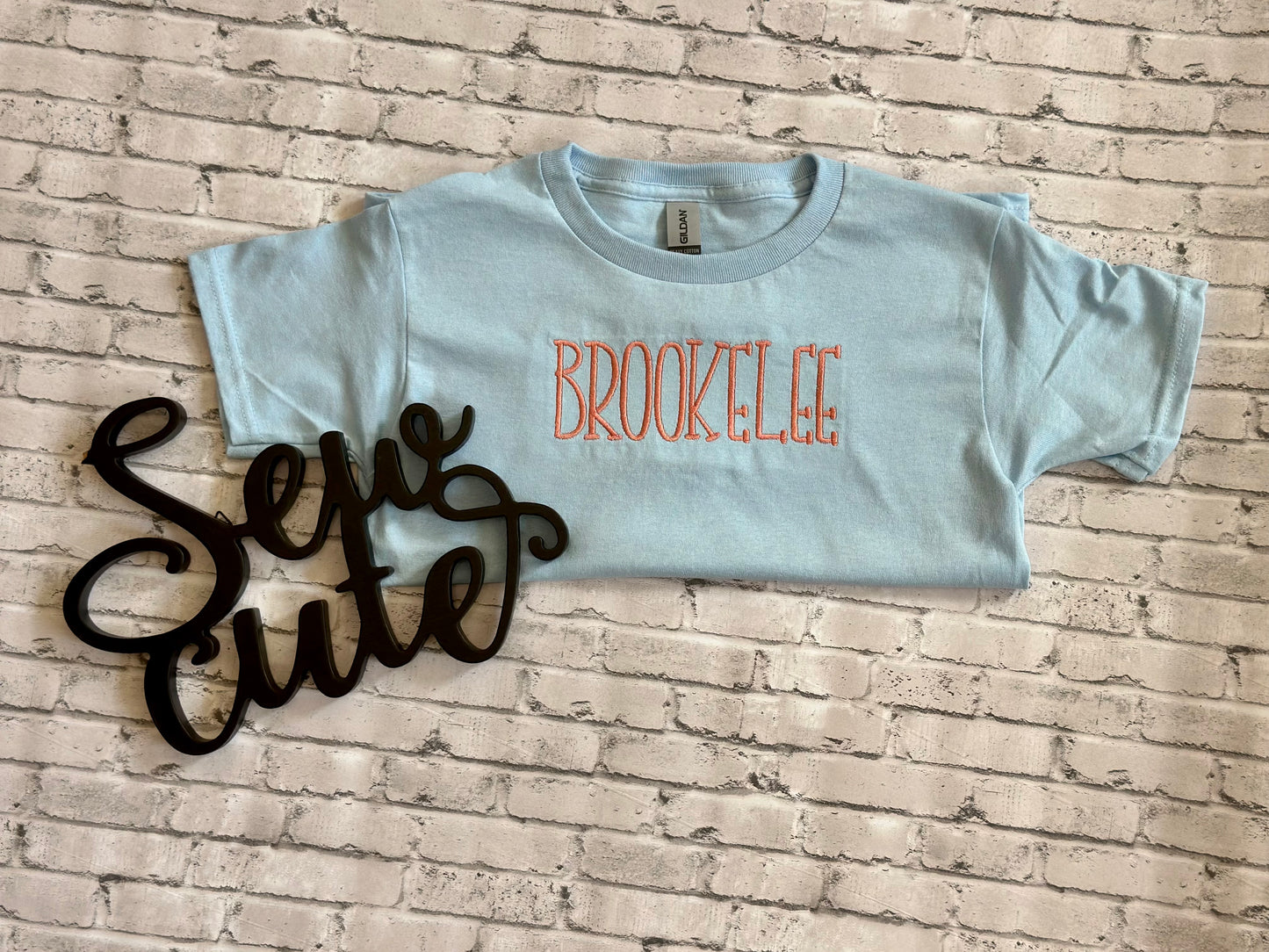 Simple embroidered name tee