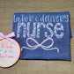 Floral appliqué Labor and Delivery, L&D Nurse embroidered bow tee or sweatshirt