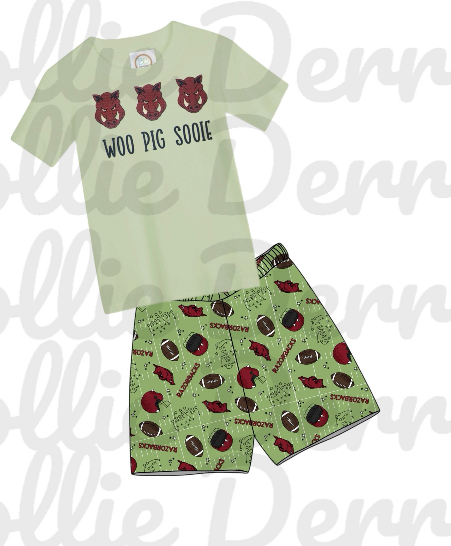 Embroidered Hog tee and short set