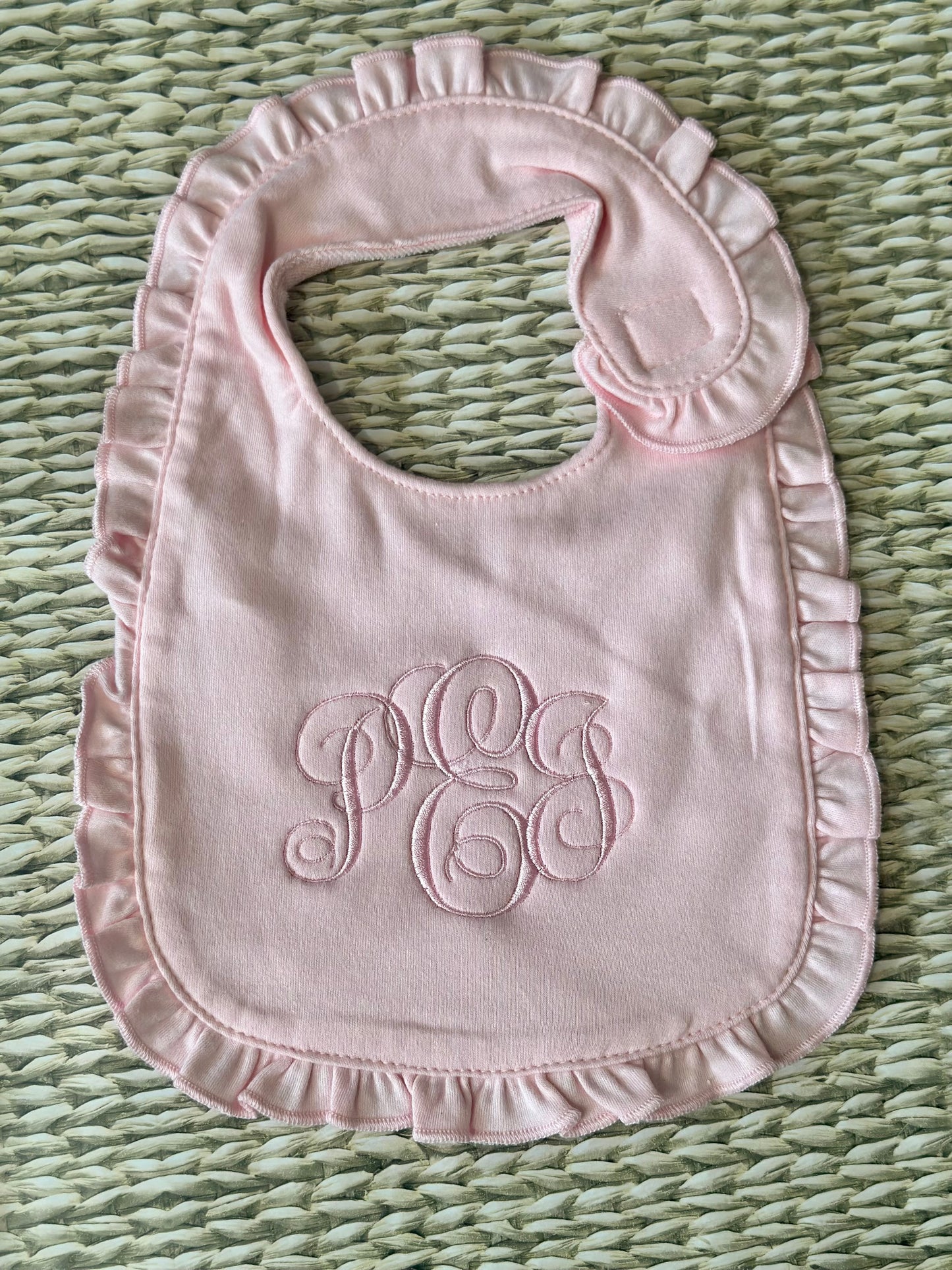 Monogrammed Ruffle Bib