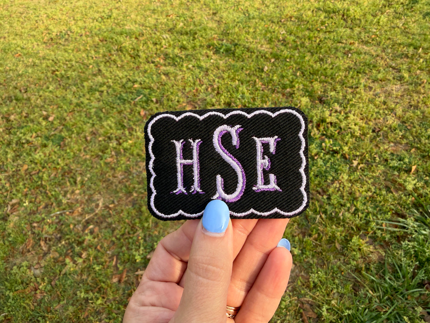 Scalloped monogram Velcro patches