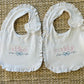 Heirloom bow name ruffle bib