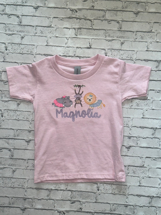 Zoo animal with tutu ruffle/unisex tee