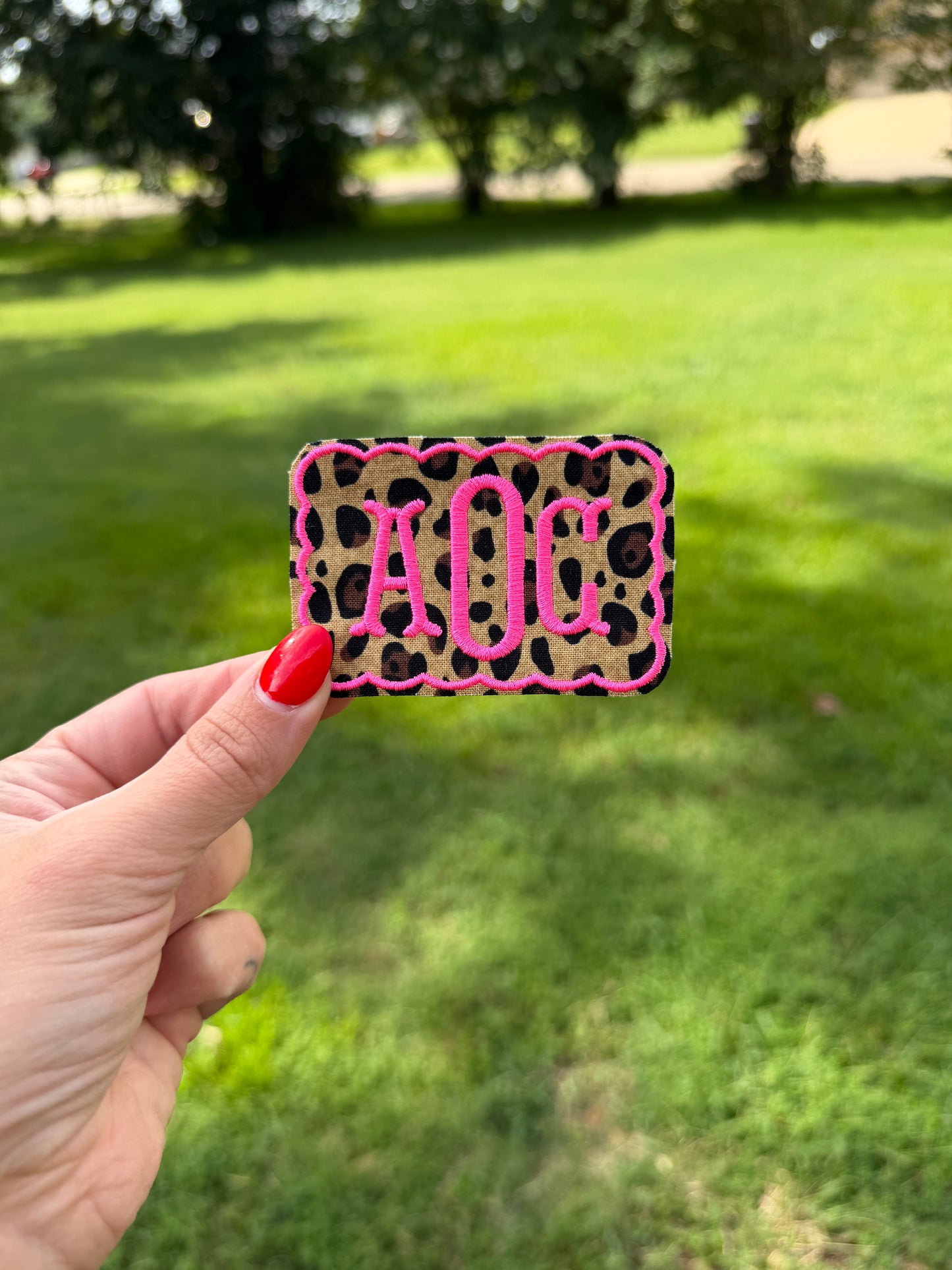 Scalloped monogram Velcro patches