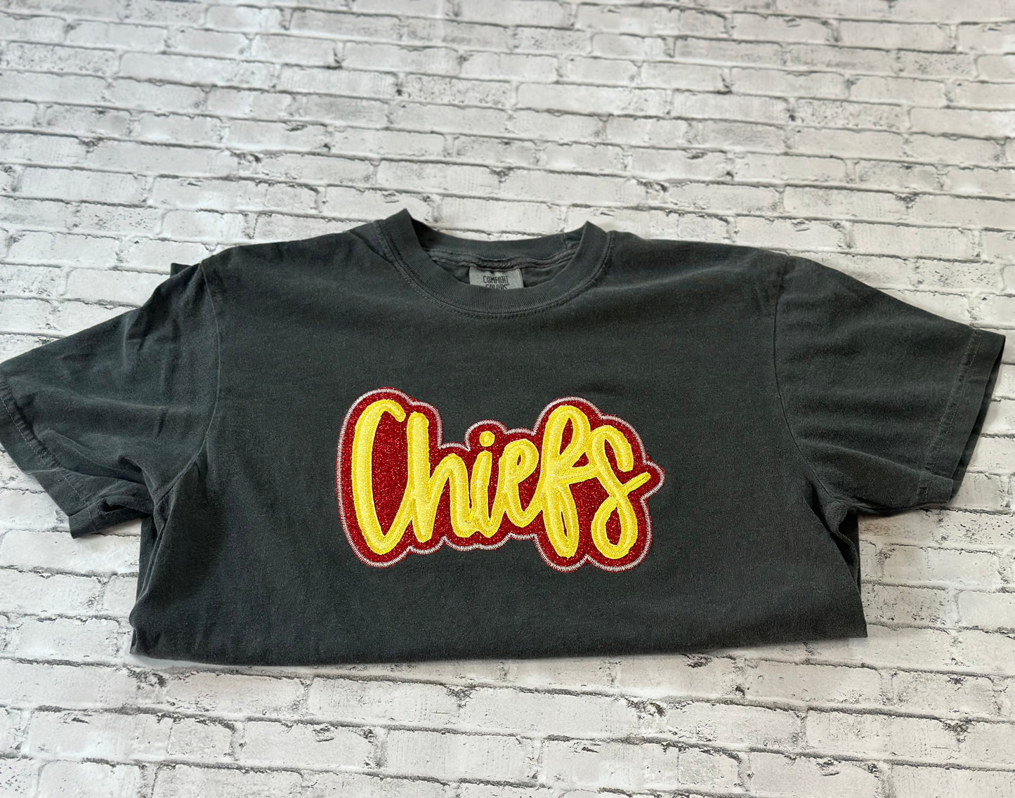 Glitter double applique chiefs tee