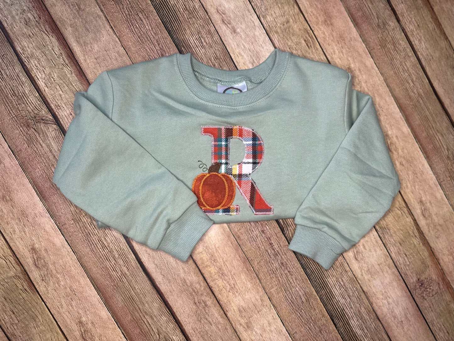 Intial pumpkin applique Sweatshirt Bubble