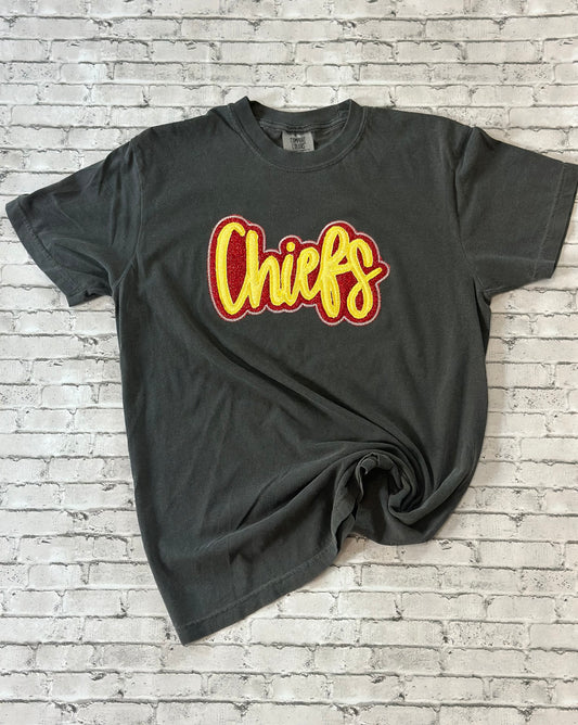 Glitter double applique chiefs tee