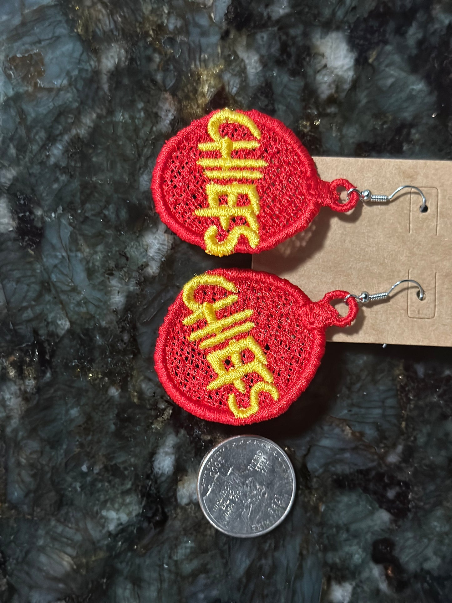 Chiefs FSL embroidered earrings