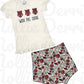 Embroidered Hog Ruffle tee and Bummie set