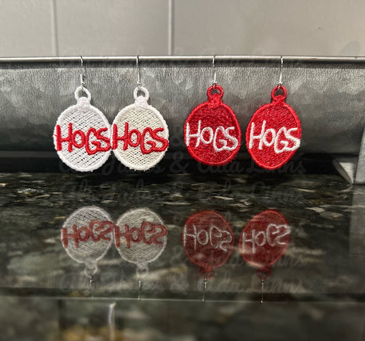 Hogs embroidered earrings