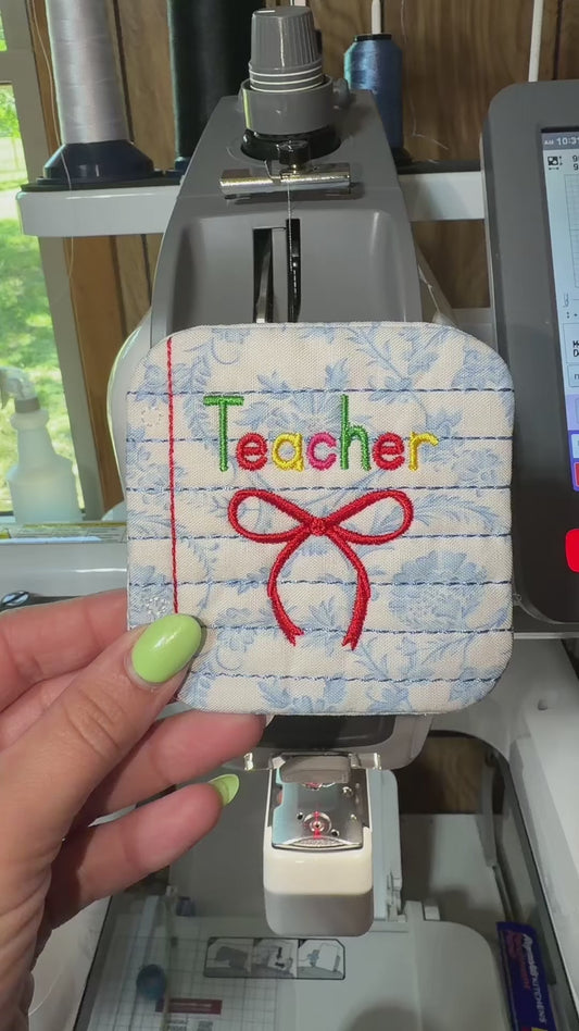 Embroidered teacher coasters